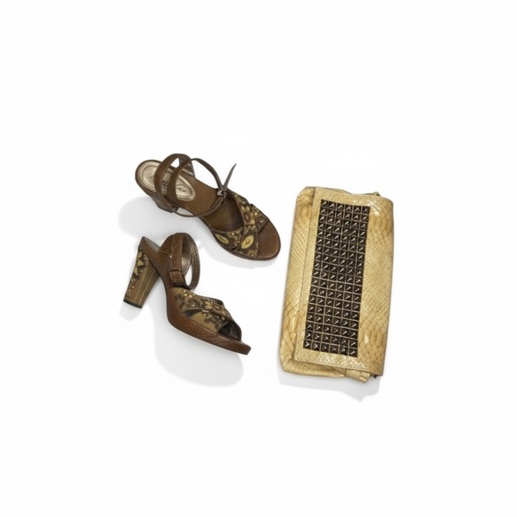 Kenneth Cole ❁ Afterflower Ankle Strap Embroidered Leather Heels ❁ Brown ❁ 9M ❁ - Picture 13 of 16